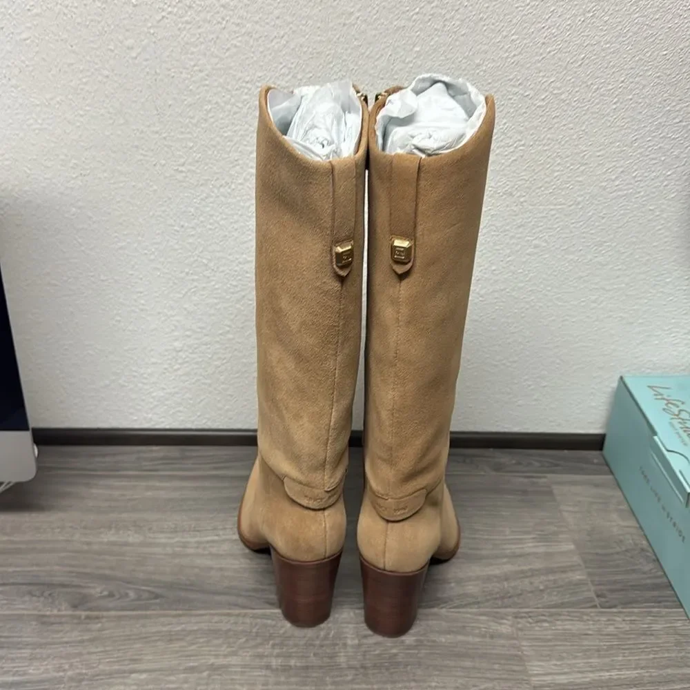 Franco Sarto Jasmine Knee High Boot In Pastorial Taupe Beige Suede